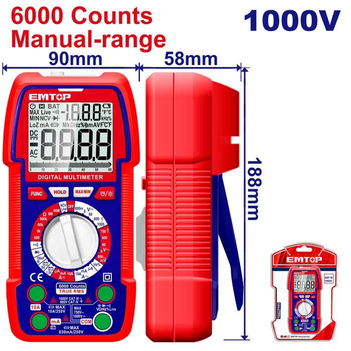 Multimètre digital 1000V