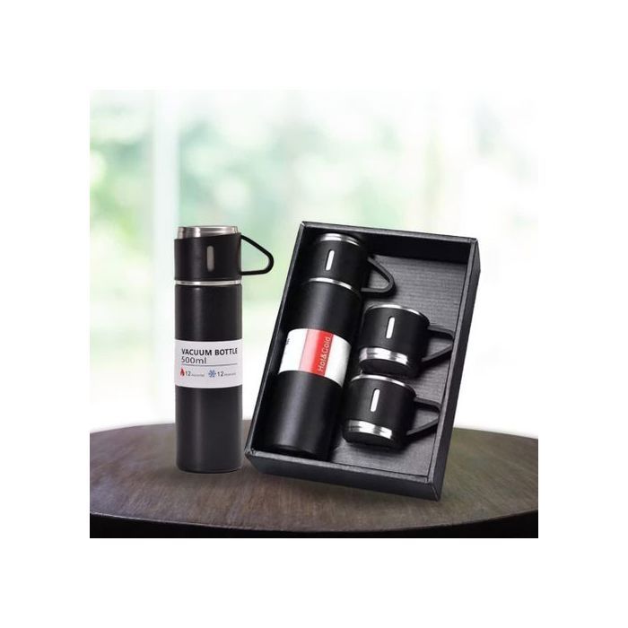 VACUUM FLASK Thermos Bouteilles d'eau isolées en acier inoxydable avec 3 couvercles