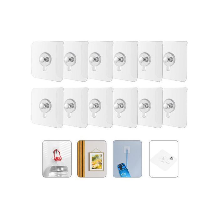 Lot de 10 crochets muraux adhésifs à vis, sans clous, autocollants sans vis pour accrocher des peintures