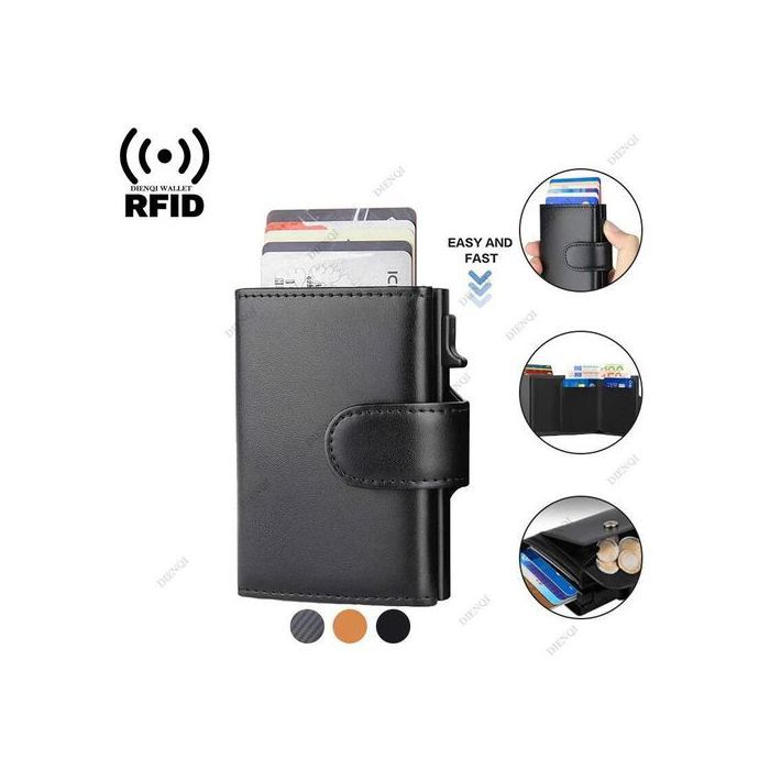 Porte-cartes de crédit Rfid pour hommes, portefeuilles en cuir, porte-cartes bancaires d'affaires en aluminium