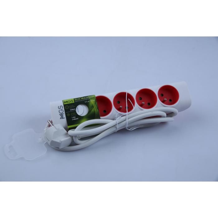 Bloc multiprises - GENERIC - FS0201 - 4 prises - Utilisation intérieure - Sécurisé