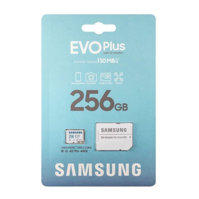 Samsung EVO Plus Micro SD Card 256GB A2 V30 U3 Classe 10 4K Transfer 130MB/s
