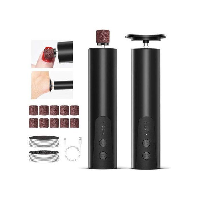 Lime-Râpe électrique sans fil 2 en 1 pour callosités des pieds -avec disques de papier et rouleaux de papier abrasifs
