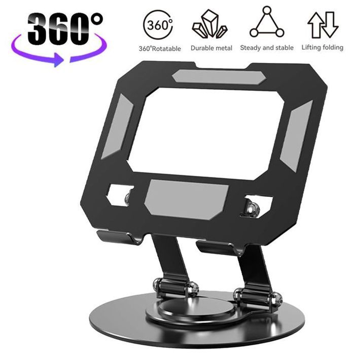 Support de Tablette et Smartphone en Aluminium, Pliable et Rotatif 360°