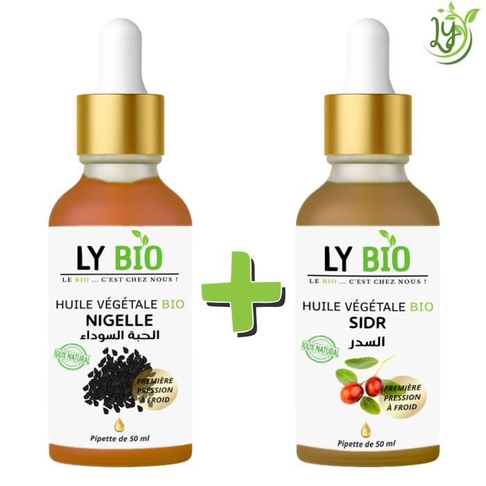 Pack Huile - LYBIO - Huile Nigelle 50ml - Pipette - Huile Sidr 50ml - Pipette - Réparateur