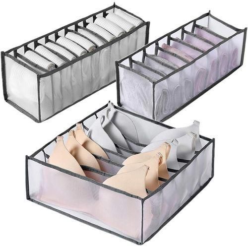 3pcs Boîte de rangement pour tiroir de sous-vêtements à plusieurs compartiments