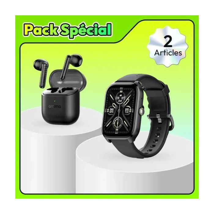 pack oraimo Gift Box : freepods neo Écouteurs sans fil ENC + watch 5 lite Montre intelligente HD 2,01 pouces