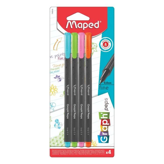 Marqueurs graph' Peps Extra Fins 0,4 4pièces -  MAPED