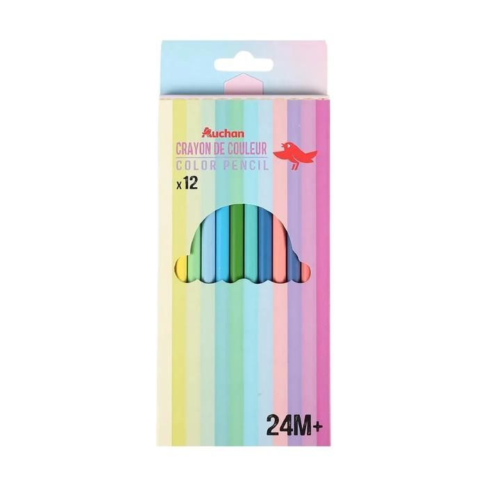 Crayons de couleur 12 pcs motif Shimmering - AUCHAN