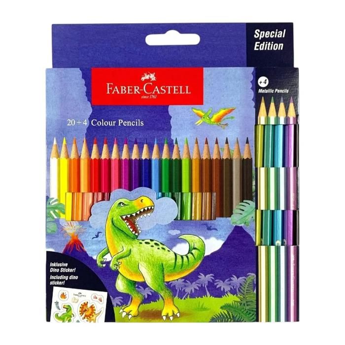 Crayons de couleur Dino Version 20 couleurs + 4 pastel - FABER CASTELL