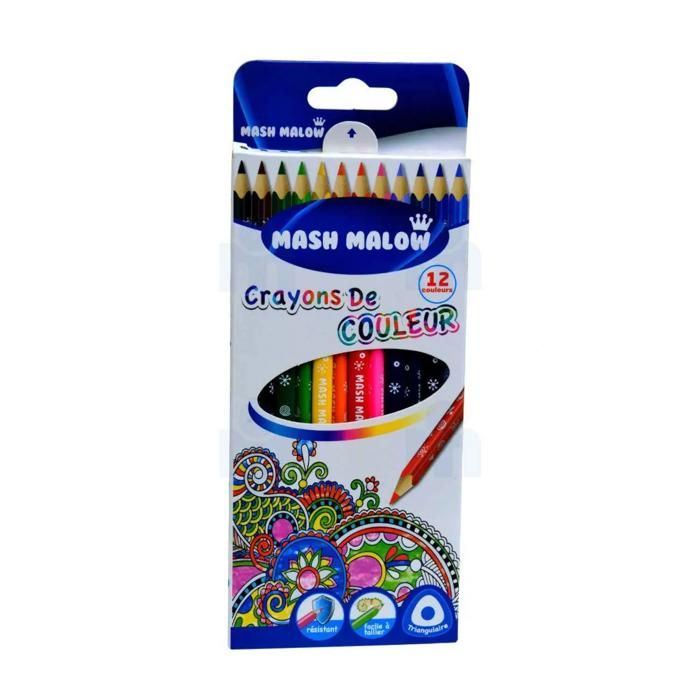 Crayons de couleur triangulaire 3mm x12 - MASH MALOW