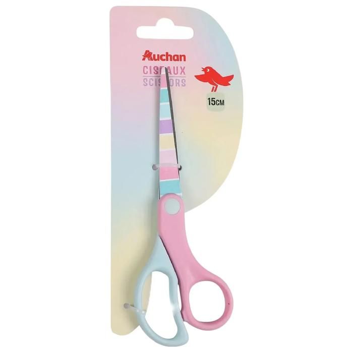 Ciseaux - AUCHAN - Shine - 15 cm - Lames aiguisées - Poignée ergonomique