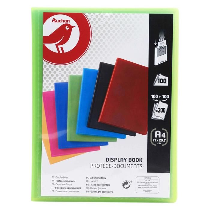 Protège documents A4 personnalisable 200 vues 21x29,7cm - AUCHAN