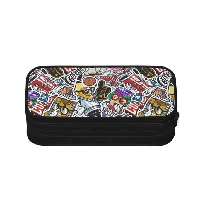 Trousse - AUCHAN - Graffiti - 2 Compartiments - Polyester - Multicolore
