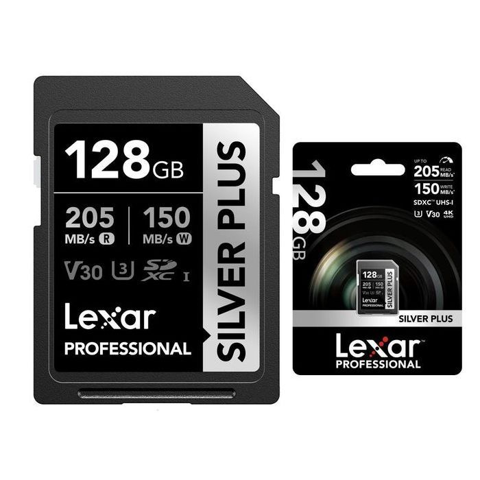 Lexar Carte mémoire 128 GB professionnelle 128GO SDXC SILVER PLUS UHS-II 205 Mo/s