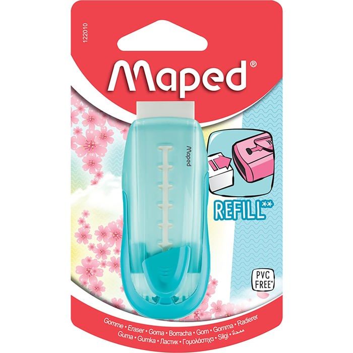Gomme Maped - 122010 - Gomme Souple et Efficace avec Poussoir en Plastique GOM-Stick Pastell-Rose, Bleu Clair, Lilas,
