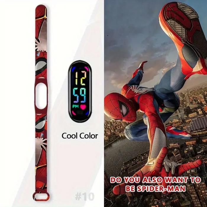 Montre - GENERIC - Spider-Man - Affichage Digital - Rouge & Noir - Bracelet Interchangeable
