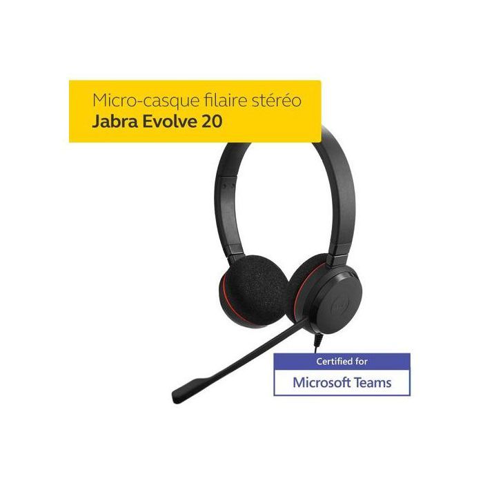 Evolve 20 MS Stéréo Micro-casque filaire stéréo optimisé Lync