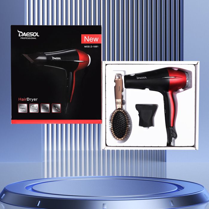 Sèche-Cheveux - DAESOL D-1881 - 1900W - 2 Vitesses - Brosse Professionnelle Incluse