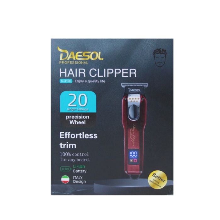 Tondeuse Professionnelle DAESOL S-3190 – Écran Digital, 20 Niveaux de Longueur, Rechargeable