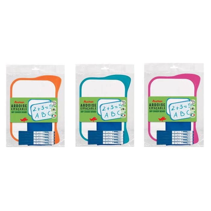 Kit ardoise double face blanche + effacette + marqueur - SCHOLA MARSHMALLOW