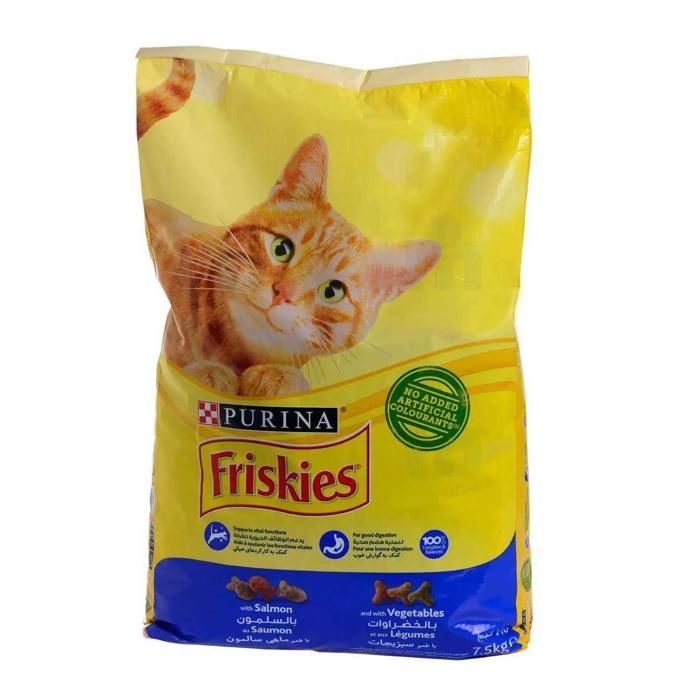 Croquettes pour chats - FRISKIES - Saumon et légumes - 7,5kg - Aliment complet - Sans additifs artificiels