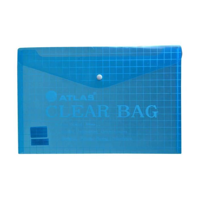 Pochette plastique à bouton F928 bleu - ATLAS