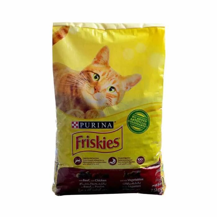 Croquettes pour chat adulte - FRISKIES - 7,5Kg - Bœuf, Poulet, Légumes - Aliment complet - Sans additifs