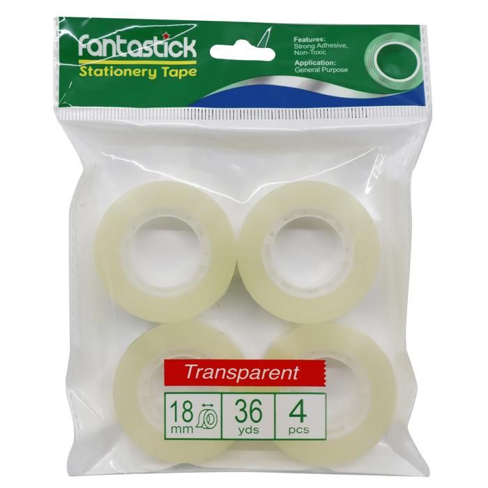 Pack de 4 rouleaux adhésif Fantastick transparent 18 mm x 36M