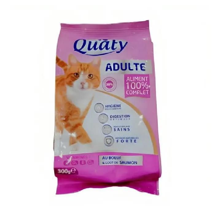 Croquettes pour chat adulte - QUATY - Volaille - 300g - Riche en protéines - Santé digestive