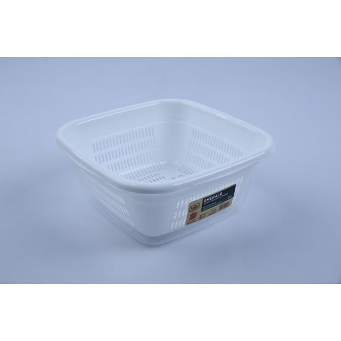 Panier carré 2,3 L émeraude avec crépine – Réf. 03 1077