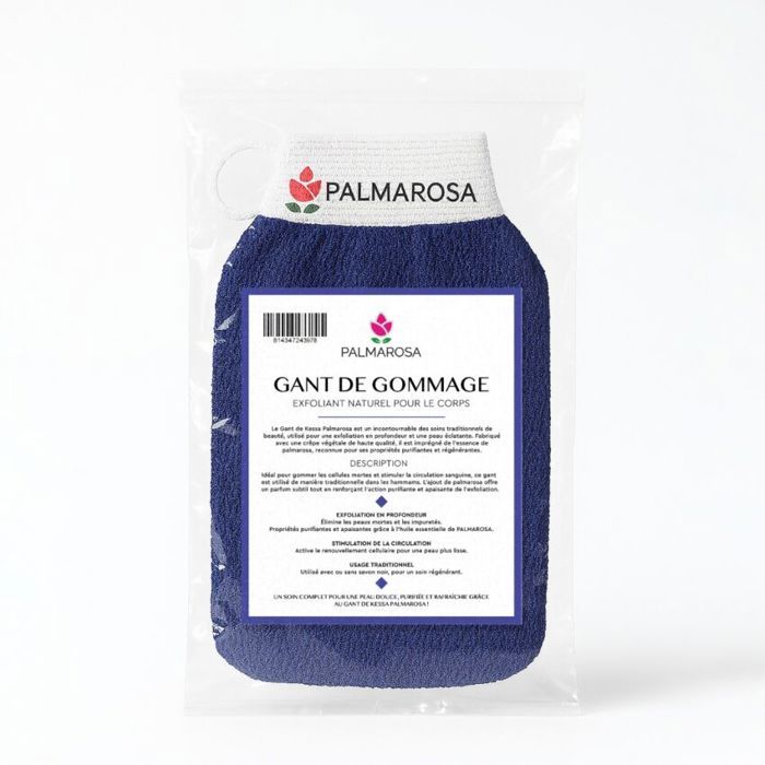 Gant de gommage - PALMAROSA - Bleu - Mixte - Adulte - Efficace pour la peau