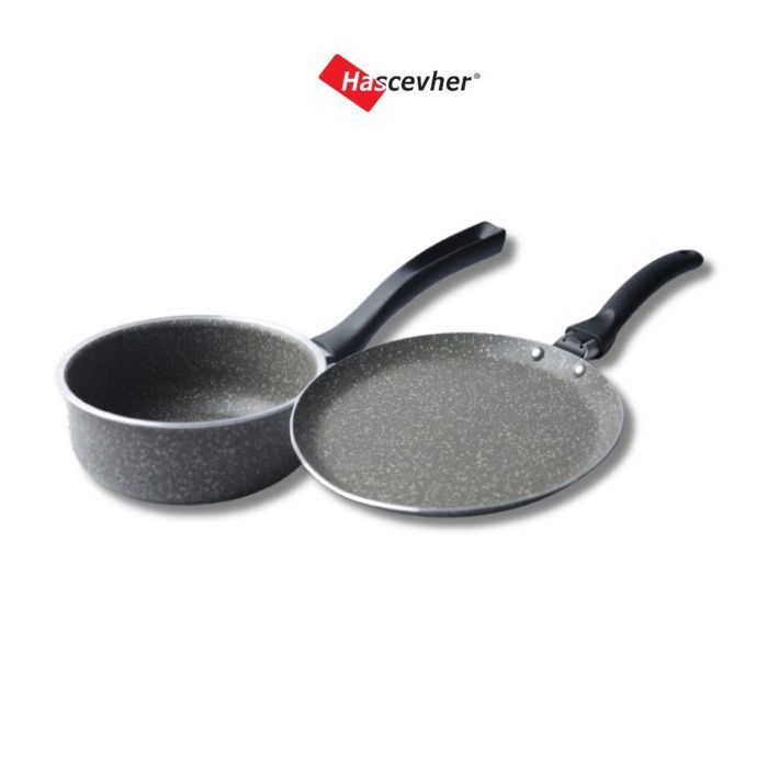 Set de 2 pièces : Casserole 16 cm + Crépière 20 cm