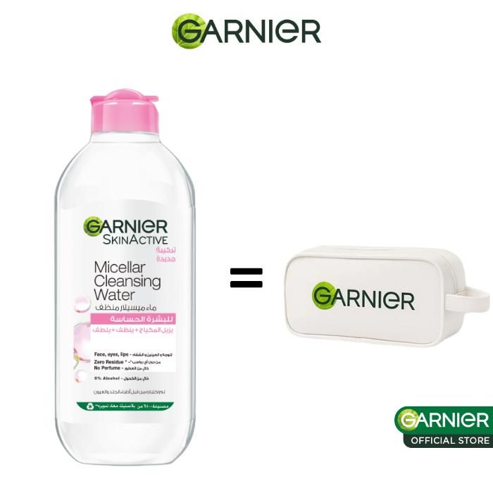 Eau Micellaire - GARNIER - Eau de Rose - 400 ml - Hypoallergénique - Trousse offerte