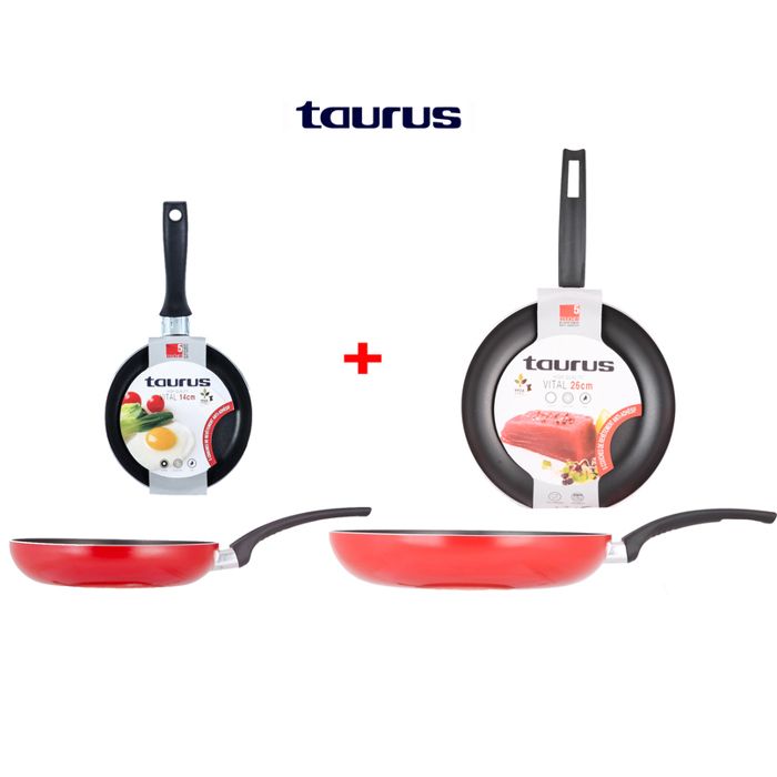 Poêles antiadhésives - TAURUS - Vital - 14 cm et 26 cm - Sans PFOA - Compatible induction