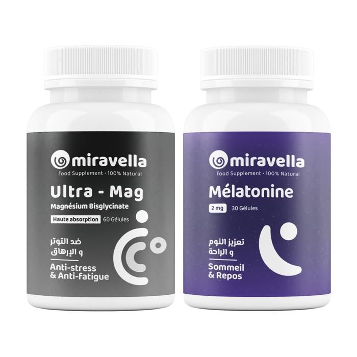 Magnésium Bisglycinate et Mélatonine - Pack Duo Miravella Complément Alimentaire