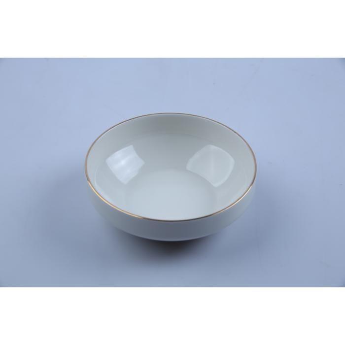 Bol en porcelaine - GENERIC - 14 cm - Rebord doré - Compatible lave-vaisselle - Rond
