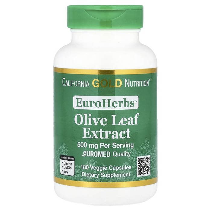 EuroHerbs™, Olive Leaf Extract, Euromed Quality, 500 mg, 180 Veggie Capsules