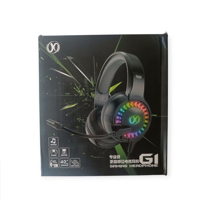 Casque gamer  G1 noir LED pour PC & consoles