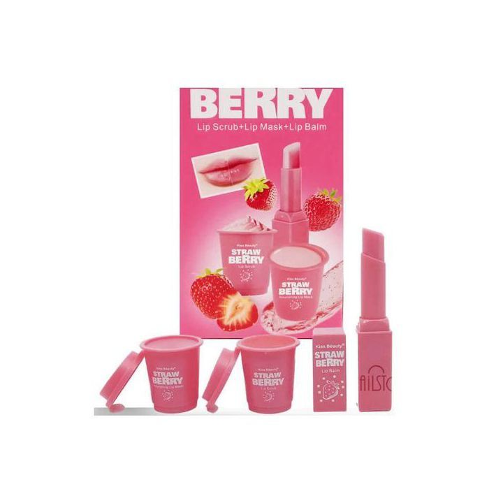 Kiss Beauty  Pack de 3 mask et baume et gommage à lèvres, Best Lip care