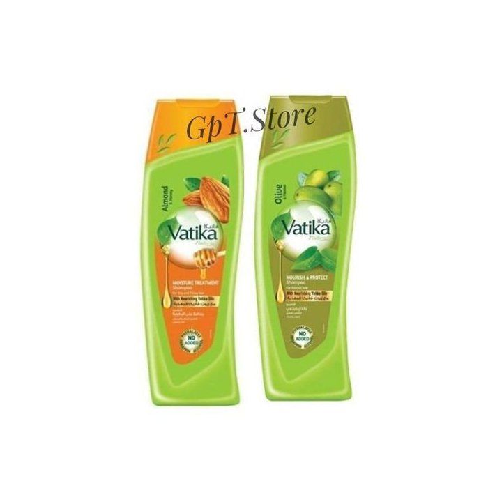 Vatika Shampoing enrichi à l'amande (400ml) + Shampoing enrichi à l'olive (400ml)