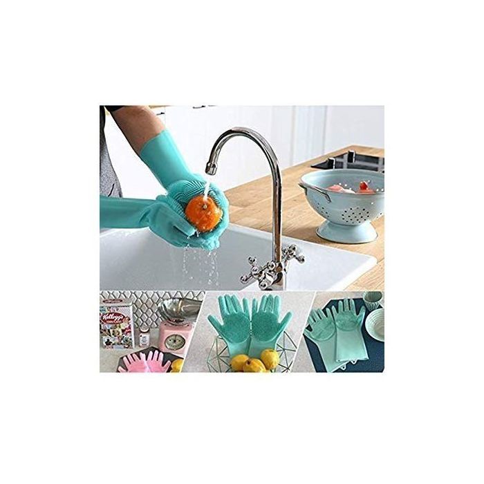 Gants en silicone avec éponge, gants en caoutchouc - résistants à la chaleur,