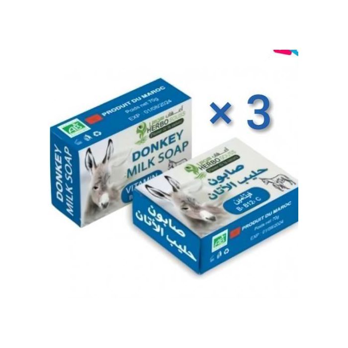 Savon bio et naturel au lait d’ânesse / Riche en vitamines B,B12,C / 70 g × 3