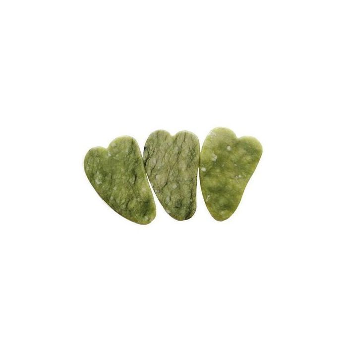 Gua sha Naturel pierre Jade pour Massage et Grattage Facial - Vert-3pcs