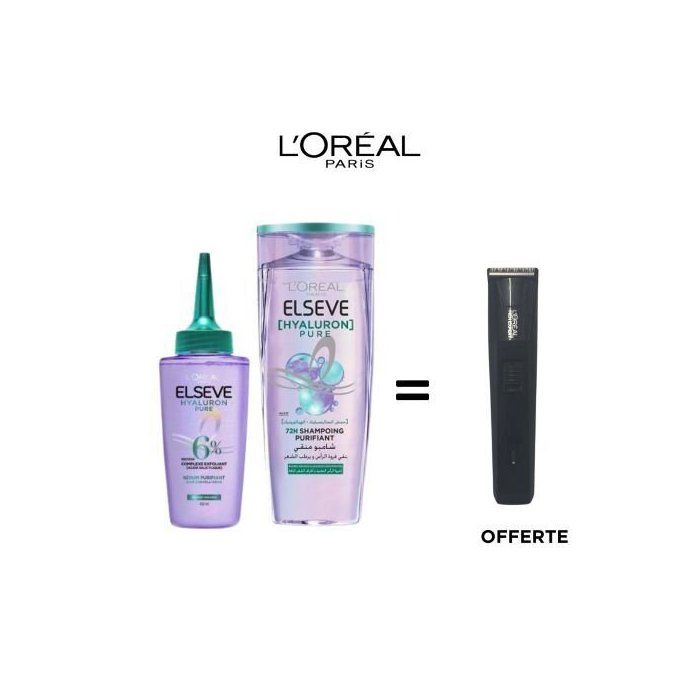 Coffret Soin Cheveux - L'OREAL PARIS - HA Pure - Sérum 100ml - Shampooing 200ml - Tondeuse Gratuite