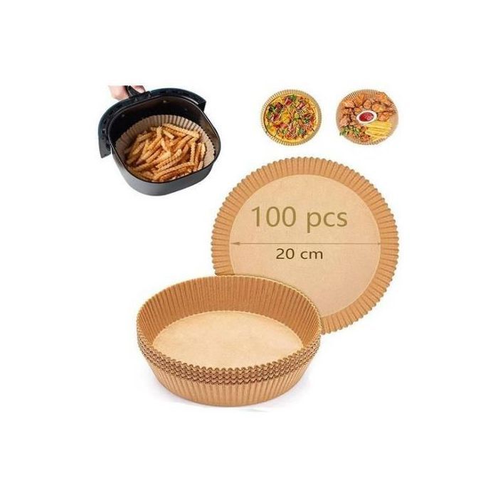 Lots de100 Pieces Papier Cuisson Pour Air Fryer Prédécoupé en Forme Rond