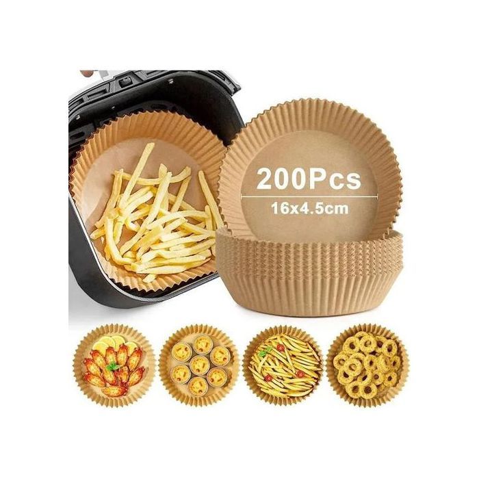 Lots de200 Pieces Papier Cuisson Pour Air Fryer Prédécoupé en Forme Rond