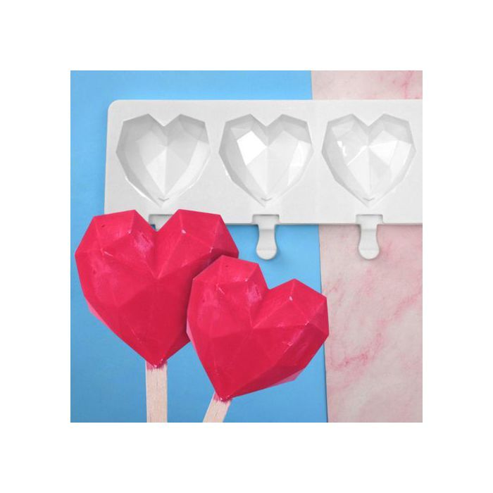 Moule à glace en Silicone, 3 trous, en forme de cœur, pour Dessert au chocolat