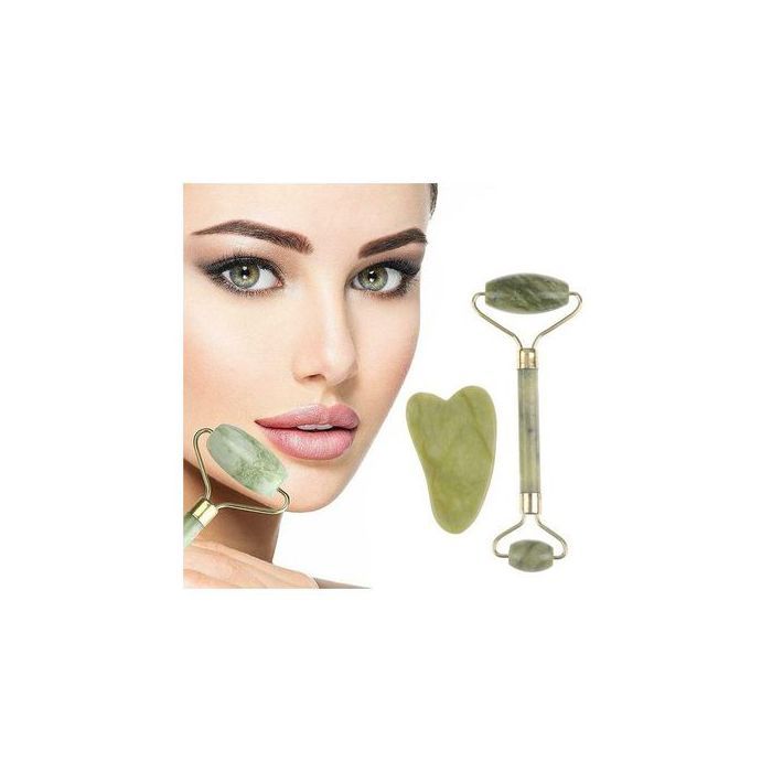 jade roller facial , masseur pour les yeux, le visage et le cou