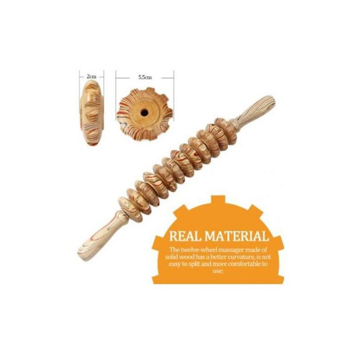 Rouleau de massage 12 roues en bois manuel pour le dos